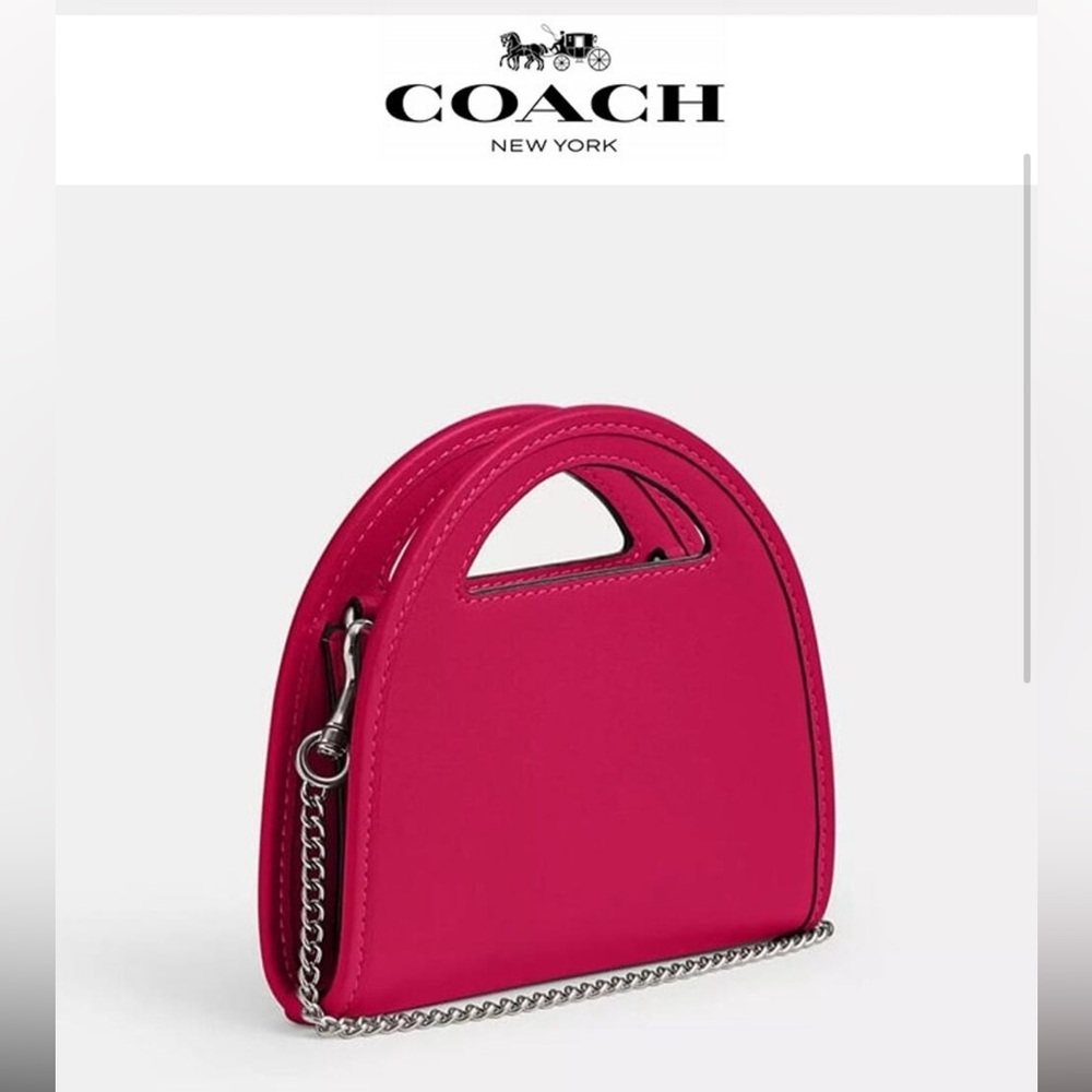 Coach Top Handle Card Case Silver Dragonfruit - Picture 2 of 12
